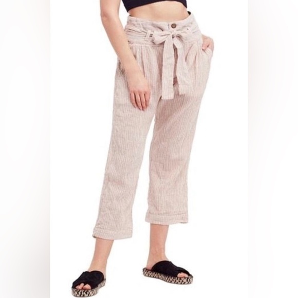 Free People Rumors Yarn Dye Harem Pant Size 0 Tan - Picture 3 of 11